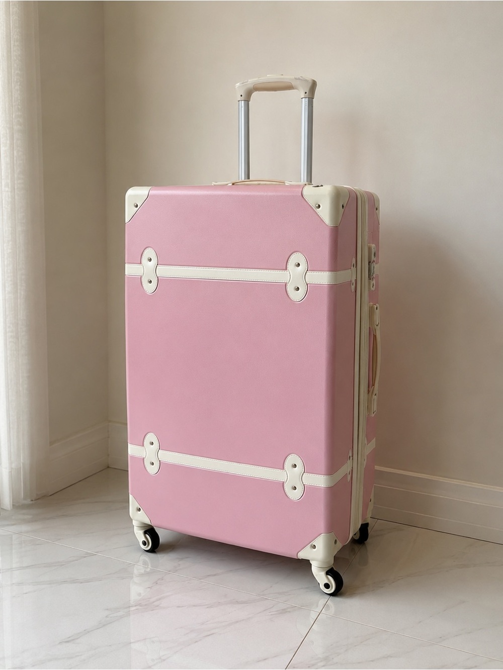 Pink Retro Hard-Shell Suitcase Set - Two Piece - Picture 3 of 3